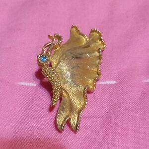 Mamselle Gold and Blue Butterfly Brooch